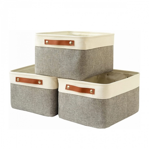 White Gray  Storage Bin ( 3-pack, 15.7L*11.8W*8.3H)