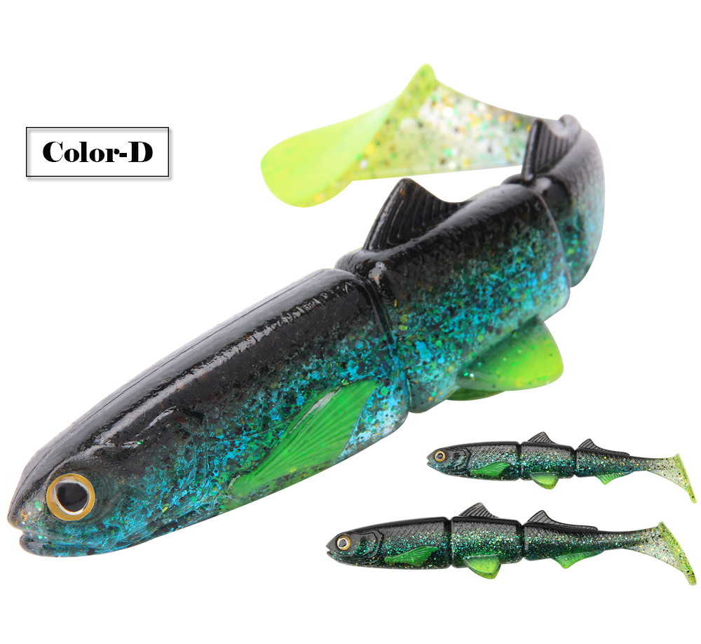 RoseWood Double T-Tails Soft Lure Plastic Paddle Tail Swim Baits Artificial  Rubber Worm Bait Frog Fishing Lure Multi-colors