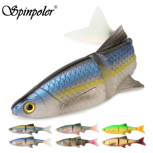 Spinpoler 3d Baitfish Isca Jerk 3 Seções Swimbait Isca macia de pesca 4.5g 9g 19g