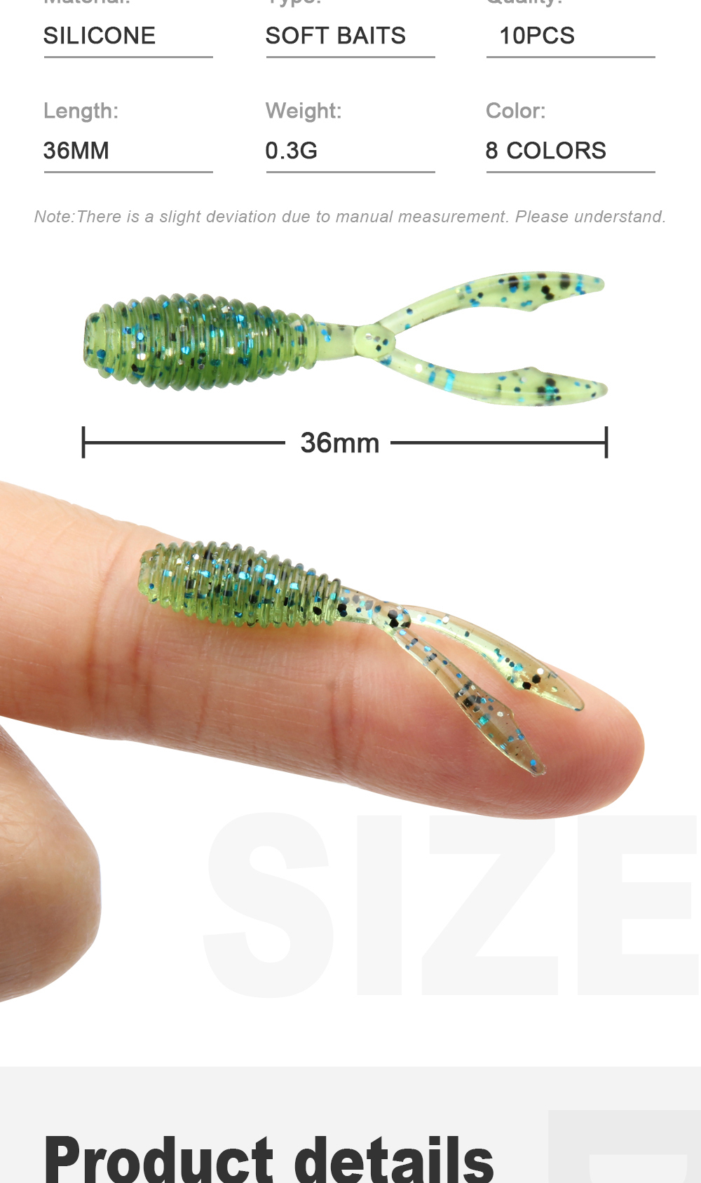 Spinpoler Ajing Soft Bait Fishing Lure 0.3g 36mm Roch Fish Silicone Bass  Swimbait Jigging Plastic Baits Worm Shad Fishing Tackle