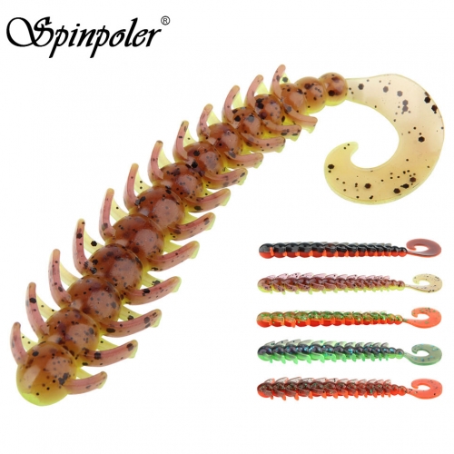 Spinpoler 4.5''0.2oz人工ルアー振動フィン付きのユニークな環形動物ワーム