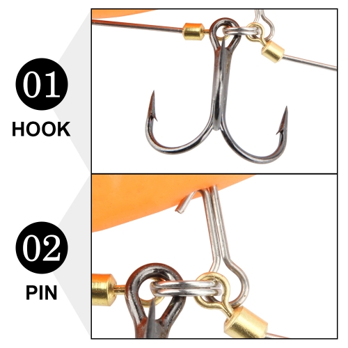 Spinpole Stinger Fishing Rig Hook for Big Shad Center Pin Screw Connector  Set Pike Bass Perch