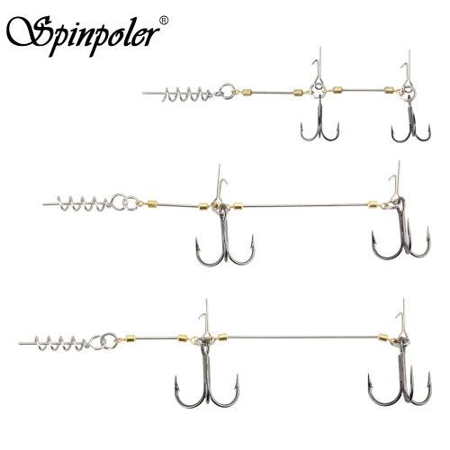 Spinpole Stinger Fishing Rig Hook for Big Shad Center Pin Screw Connector Set Pike Bass Perch Bait Barbed Sharp Treble Fish Hook 3pcs/pack