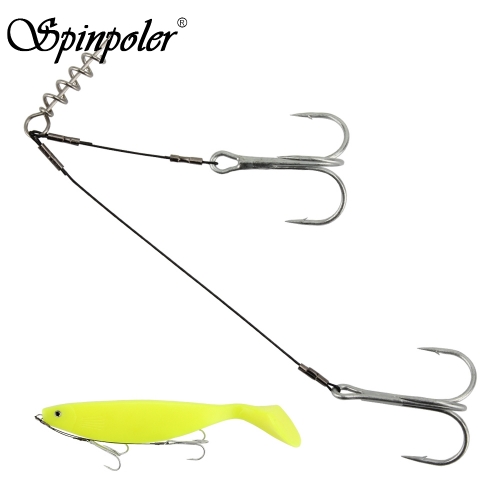 Spinpoler, juegos de anzuelos de pesca con cabeza de tornillo para exteriores, anzuelo de acero de alto carbono, aparejos de pesca, anzuelos de lubina