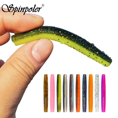 Spinpoler Fat Worm Senko Finesse Tpr Ned Worm Rig 2.75 Stickbait Señuelos de pesca suaves Swim Bait 14pcs con caja Swimbait Bass Pike