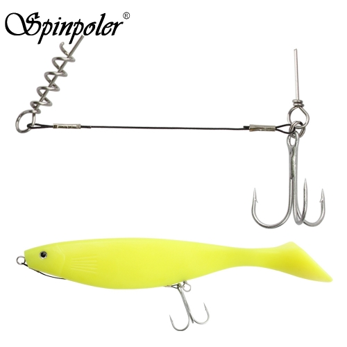 Spinpoler Pike Stinger Rig Wire Trace Leader Corkscrew Triple Hook for Softbait Shad #1 #10 #2/0 Treble Hook Fishing Accessories 3pcs