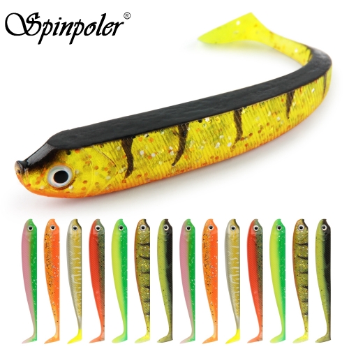 Isca de pesca de plástico macio Spinpoler Remo T Tail Swimbait Shad Isca de pesca Silicone 75mm 95mm 125mm Crankbait Bass Pike Trout