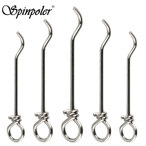 Spinpoler不锈钢刺钉，带弧度的钉子，适用于软质鱼饵，鲱鱼，橡胶钓鱼配件。