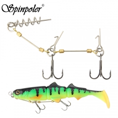 Spinpole Stinger Fishing Rig Hook for Big Shad Center Pin Screw Connector Set Pike Bass Perch Bait Barbed Sharp Treble Fish Hook 3pcs/pack