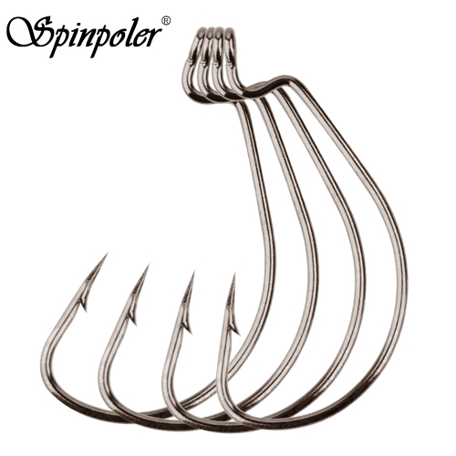 Spinpoler Fishing Hook Carbon Steel Wide Crank Offset Fishhook For Soft Worm Lure Bass Barbed Carp Fishing Tackle Accessories