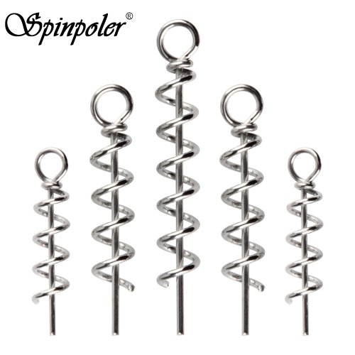 Spinpoler Stainless Steel Centering Pins Spiral Spring Soft Bait Lure Screws Big Crank Lock Twist Lock Fixed Latch Needle 50pcs/pack