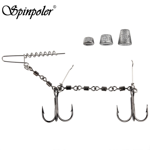 Spinpoler Stinger Rig Fishing Hook Sinker Weight With Hook 360 Rigs With Swivels For Large Predatory Fish Bass Pike Trout Zander
