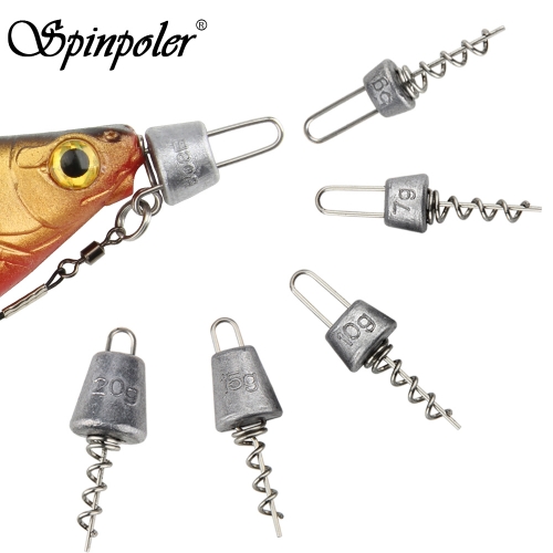 Spinpoler Multi-Depth Screw System lead weight With screw 5g7g10g1520g Worm Lure Flexhead Sinker Softbait Spiral For Rubber Shad Fish