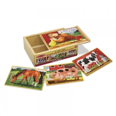 Melissa N Doug Wooden Jigsaw Puzzles in a Box (Farm)