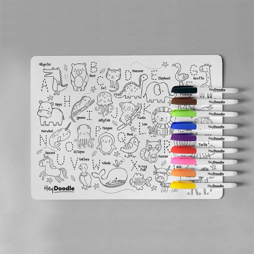 HeyDoodle Reusable Colouring Silicone Mat (ABC Into The Wild)