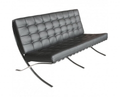 Barcelona 3-Seater Sofa in black full aniline Ital...