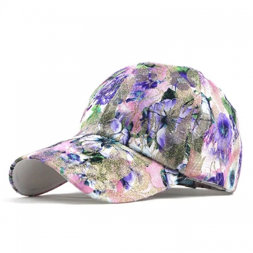 ZC Floral Print Baseball Cap Adjustable 100% Cotton Canvas Dad Hat Hats for Women