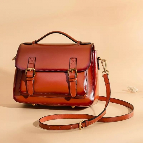 ZC-HomeFurniture,Leather Bag for Women,Retro Handbad made of Second layer cowhide, Classic Antiont Bag