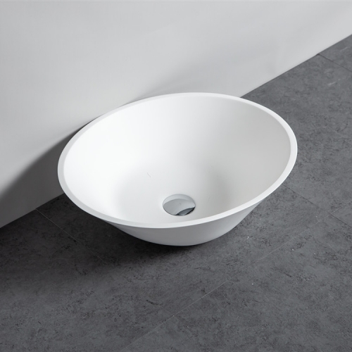Oval shape countertop solid surface hand wash basin cast stone resin washbasin