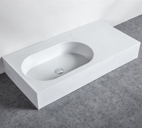 Bathroom Vanity Sink Top Resin Ovel Shape Single Bowl Solid Surface Wash Basin