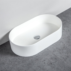New Design Model Solid Surface Wall-hung Oval Wash Sink