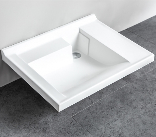 Unique design pure white corians material solid surface lavatory sink wash basin