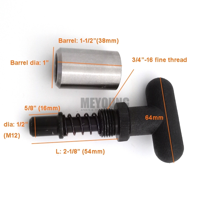 1/2" Diameter With 3/4"-16 Fine Thread 1-1/2" Barrel Spring Loaded Release Pop Pin 6887