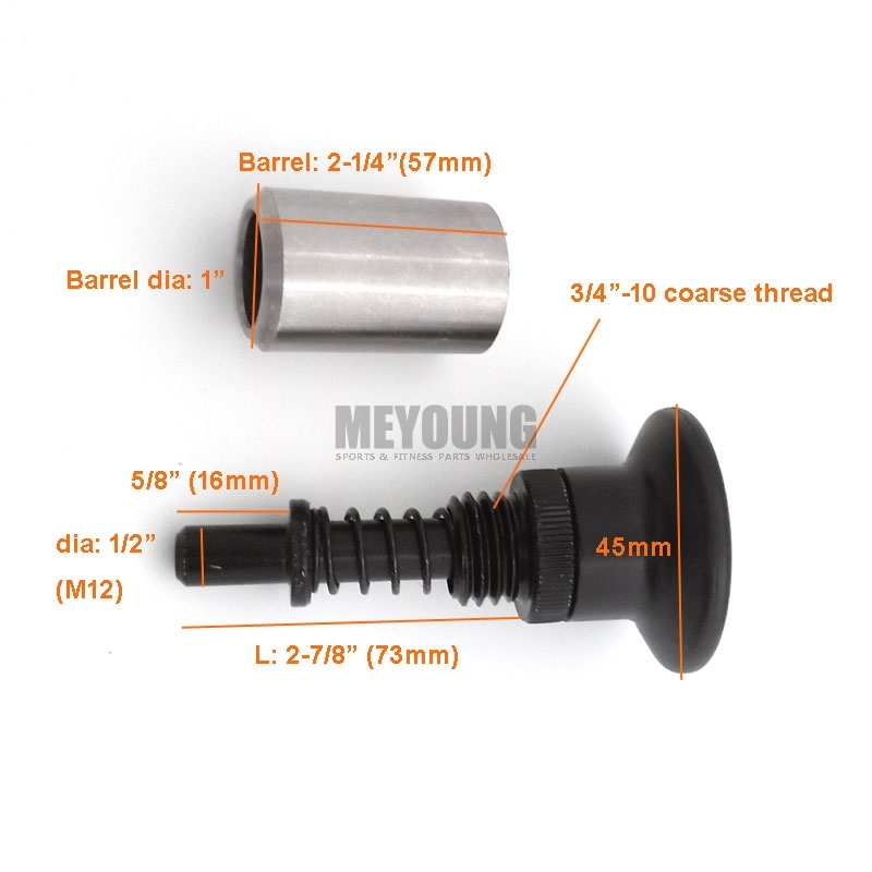 1/2" Diameter With 3/4"-10 Coarse Thread 2-1/4" Barrel Spring Loaded Release Pop Pin 6886