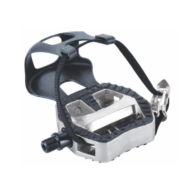 Commercial Bearing Aluminum Body Spin Bike Pedals With Toe Clip Straps JD-303V