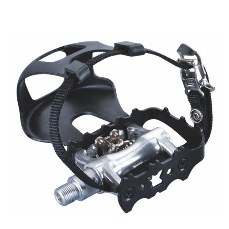 Bearing Aluminum Spin Bike Pedals With SPD Toe Clip Straps JD-012V