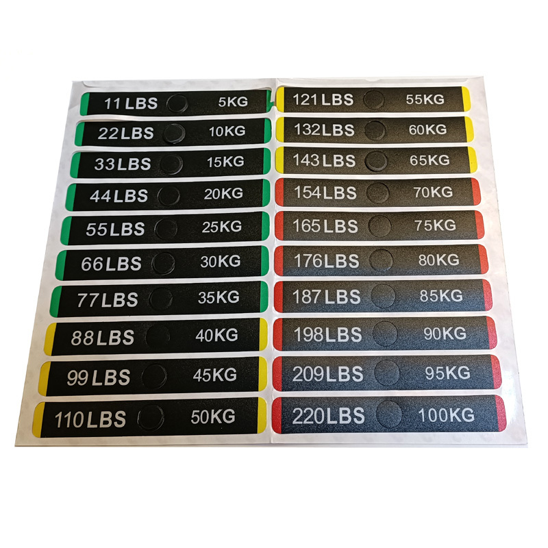 Weight stack sticker, 5-100KGS, #6374