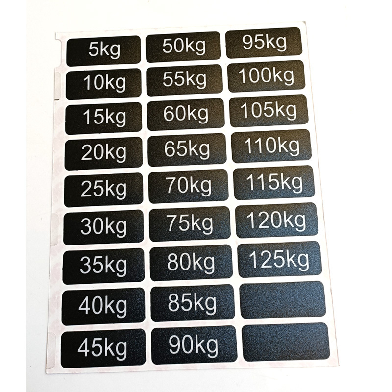 Weight stack sticker, 5-125KGS, #6375