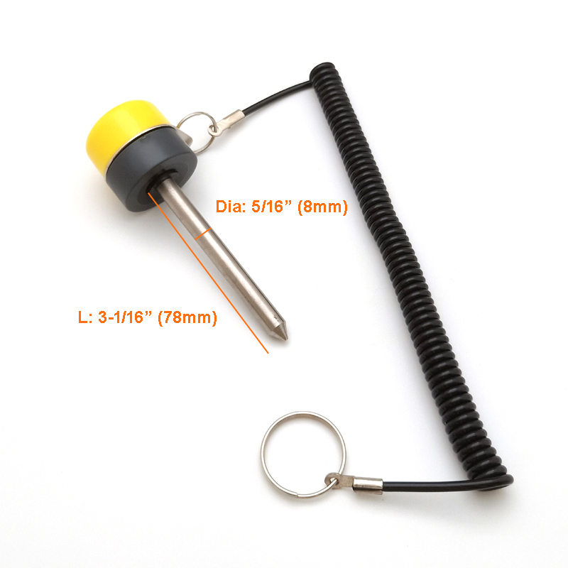 5/16" M8 Technogym pin with lanyard locking Selector Pin #7775