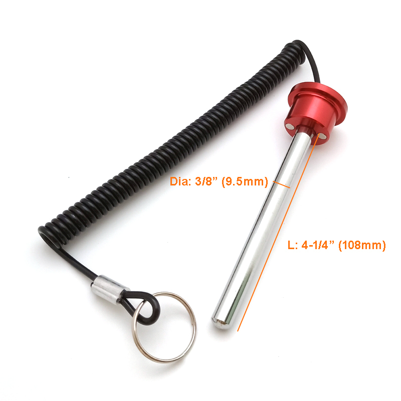 3/8" * 4-1/4"L(108mm)Alumunim Magnetic weight stack pin with lanyard  #7770-108