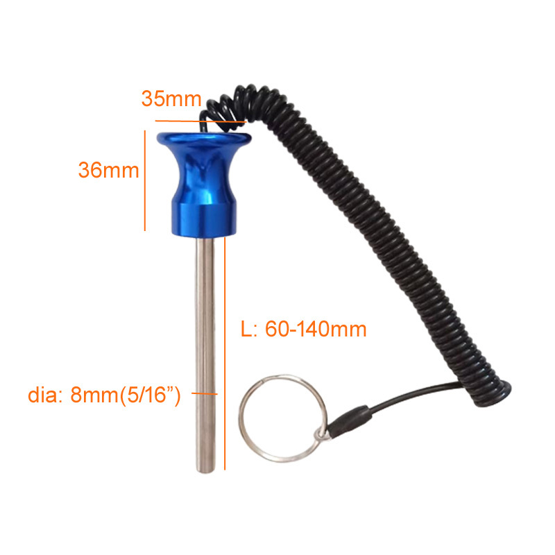5/16" M8 Aluminum Magnetic Weight Stack Pin with lanyard lock 7553