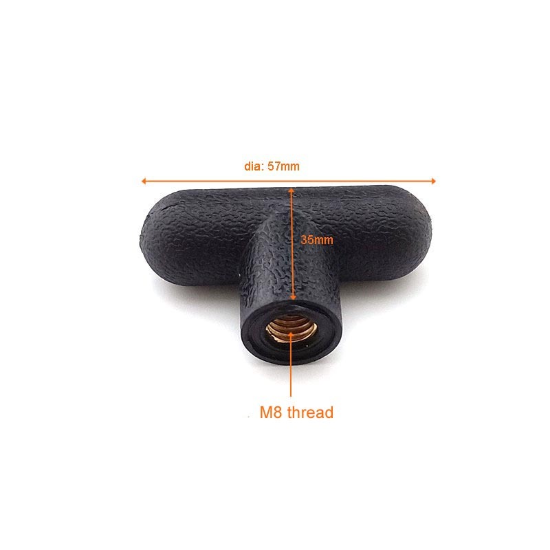 T- Handle knob for selector pin dia 57mm,M8 (5/16")  M10, 3/8"  thread  #7660