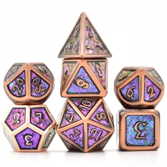 Copper Plated Ancient Photosensitive Powder Metal dice (Purple&blue&golden)（Enamel）with Metal Box