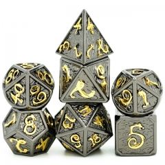 Black with Golden Font Metal dice（Clouds Dragon）