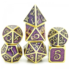 Golden with Purple Enamel Metal dice(Clouds Dragon)
