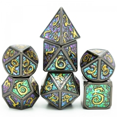 Black with Golden Font and Photosensitive Enamel Metal dice（Clouds Dragon ）with Metal Box