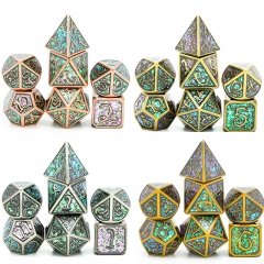 Plated Ancient Photosensitive Enamel Metal dice（Clouds Dragon ）with Metal Box