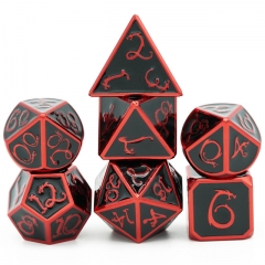 Electrophoretic Red and Black Enamel Metal Dice(Clouds Dragon) with Metal Box
