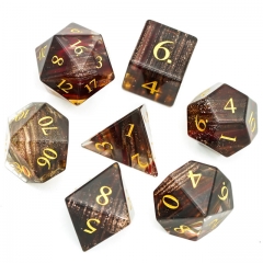 Red Hair Glass Dice with Black PU leather Hexagon Box