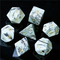 Jasper Gemstone Dice Black PU leather Hexagon Box