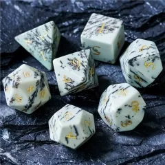 Jasper Gemstone Dice Black PU leather Hexagon Box