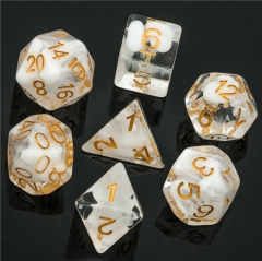 White Swirl DND Dice（Golden font）