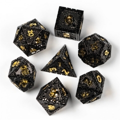 Black Gold Metal Dice（City Wall Dragon）with Metal Box