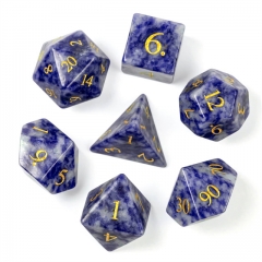 Blue Dot Gemstone Dice with Black PU leather Hexagon Box