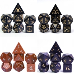 Blue Sand Stone Semi-Precious Gemstone Dice with Black PU leather Hexagon Box