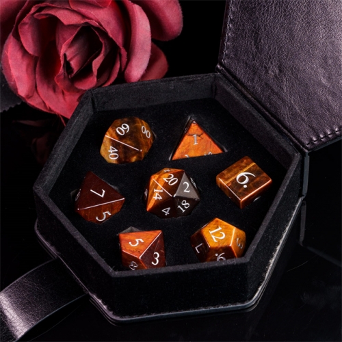Tiger’s Eye Crystal Polyhedral Dice Set – 7-Piece Handmade Stone Dice For DND, RPG & Decor - View #12